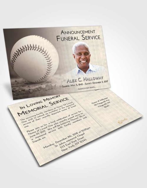 Funeral Announcement Card Template Tranquil Baseball Victory