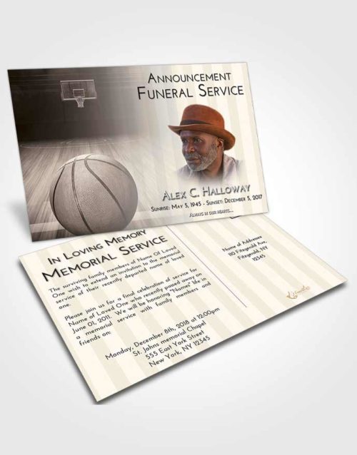 Funeral Announcement Card Template Tranquil Basketball Dreams