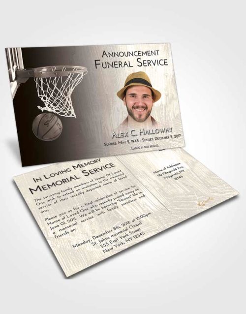 Funeral Announcement Card Template Tranquil Basketball Journey