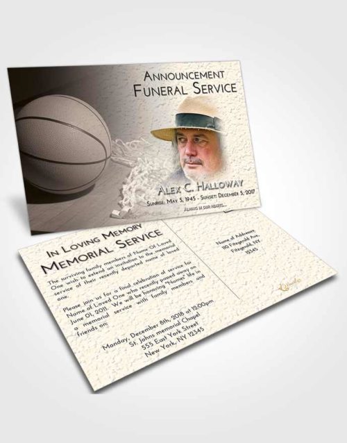 Funeral Announcement Card Template Tranquil Basketball Peace
