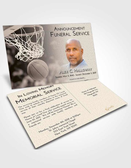 Funeral Announcement Card Template Tranquil Basketball Swish