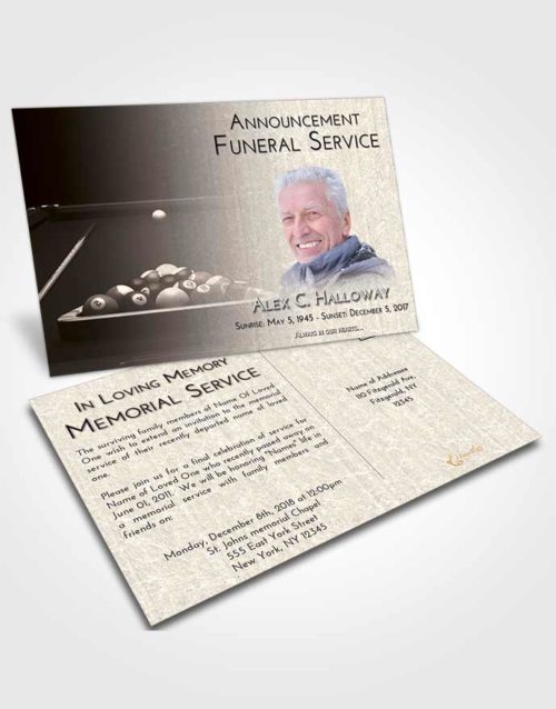 Funeral Announcement Card Template Tranquil Billiards Pride