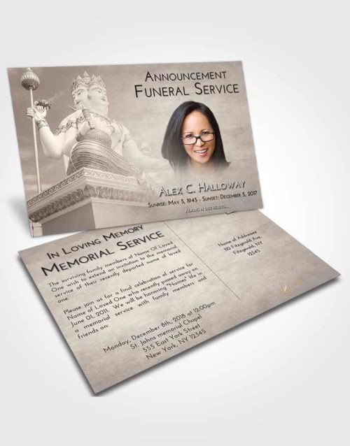 Funeral Announcement Card Template Tranquil Brahma Mystery