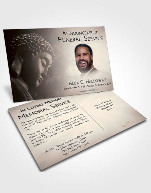 Funeral Announcement Card Template Tranquil Buddha Divinity