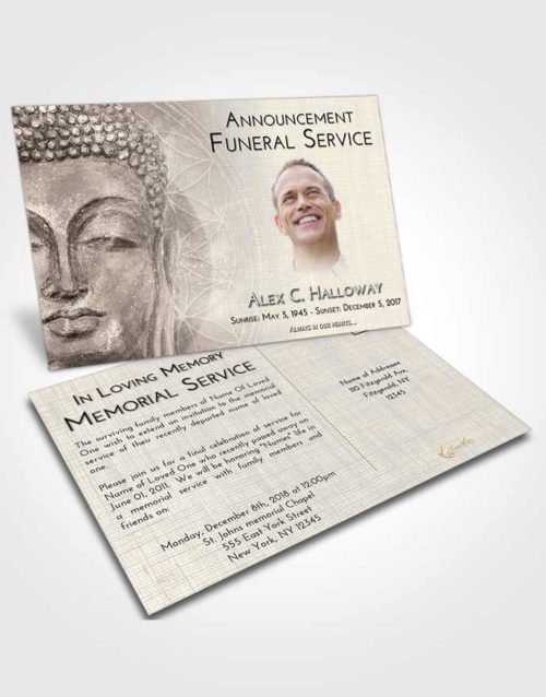 Funeral Announcement Card Template Tranquil Buddha Praise