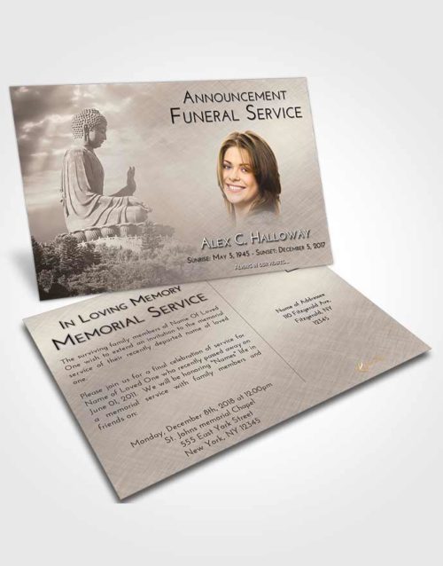 Funeral Announcement Card Template Tranquil Buddha Surprise