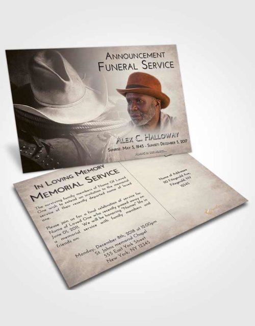 Funeral Announcement Card Template Tranquil Cowboy Serenity