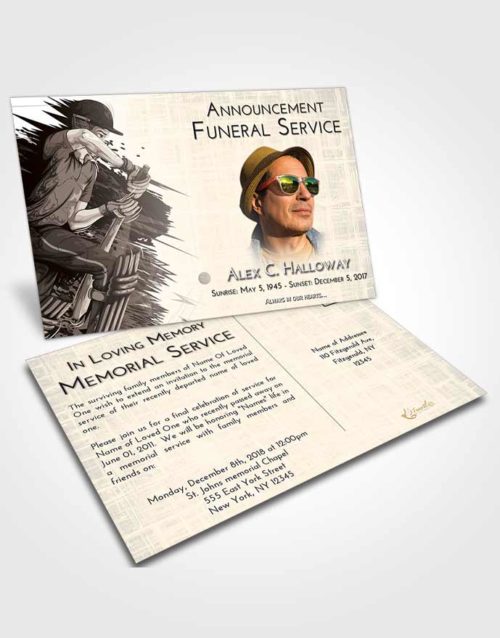 Funeral Announcement Card Template Tranquil Cricket Surprise