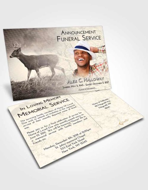 Funeral Announcement Card Template Tranquil Deer Game