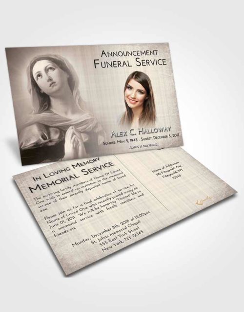 Funeral Announcement Card Template Tranquil Faith in Mary