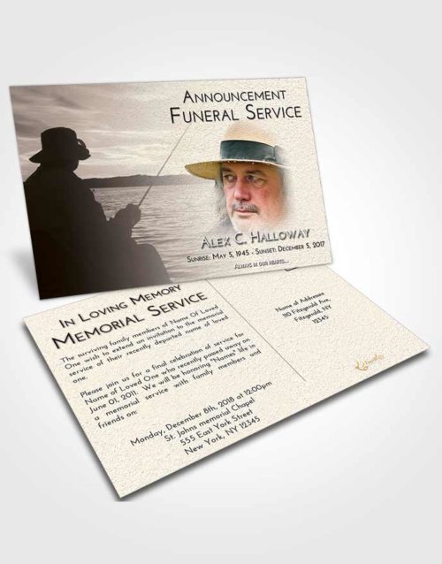 Funeral Announcement Card Template Tranquil Fishing Desire