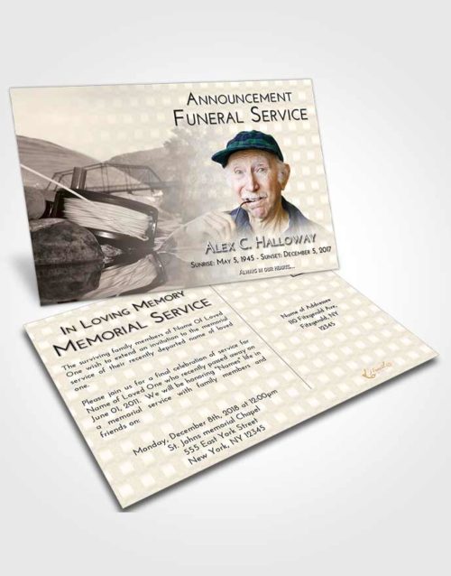 Funeral Announcement Card Template Tranquil Fishing Dreams