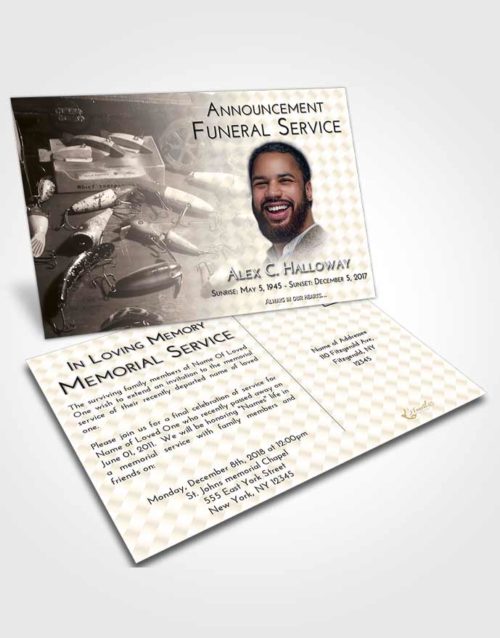 Funeral Announcement Card Template Tranquil Fishing Honor