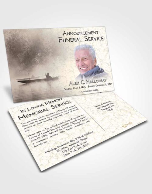 Funeral Announcement Card Template Tranquil Fishing Tranquility