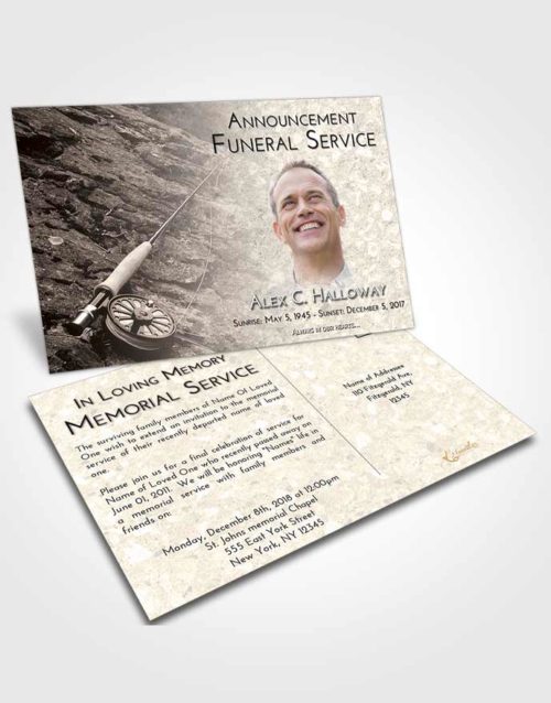 Funeral Announcement Card Template Tranquil Fishing on the Rocks