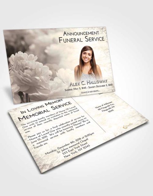 Funeral Announcement Card Template Tranquil Floral Paradise