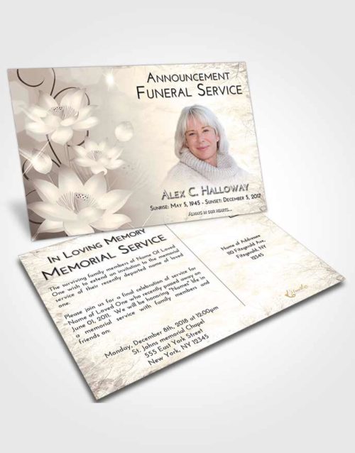 Funeral Announcement Card Template Tranquil Floral Peace