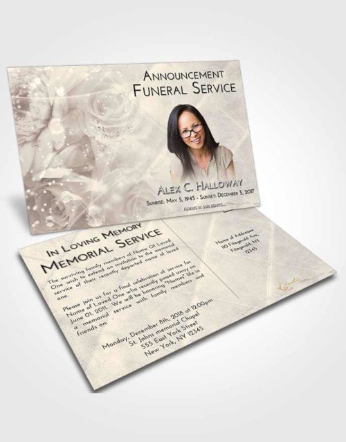 Funeral Announcement Card Template Tranquil Floral Relaxation