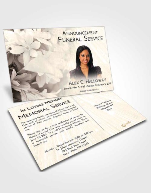 Funeral Announcement Card Template Tranquil Floral Serenity