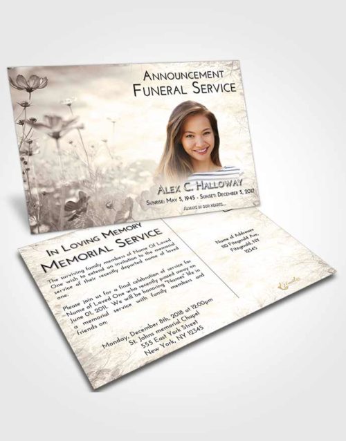 Funeral Announcement Card Template Tranquil Floral Whispers
