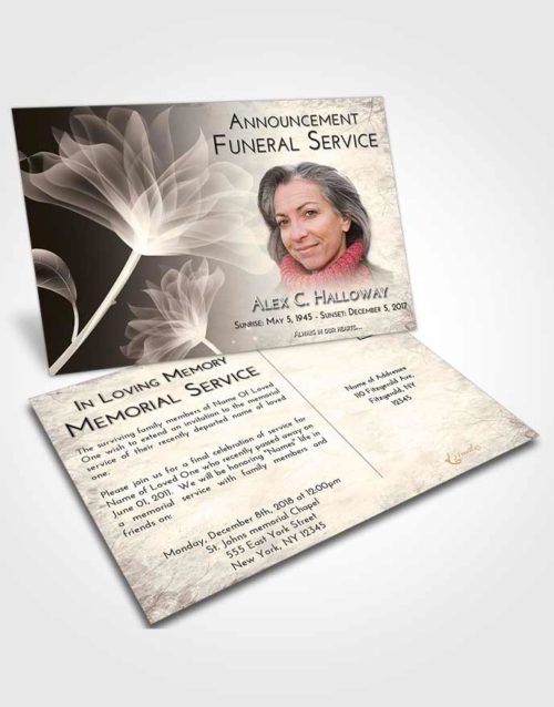 Funeral Announcement Card Template Tranquil Flower Peace