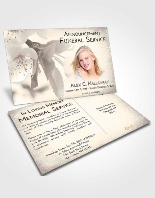 Funeral Announcement Card Template Tranquil Flower of the Plume