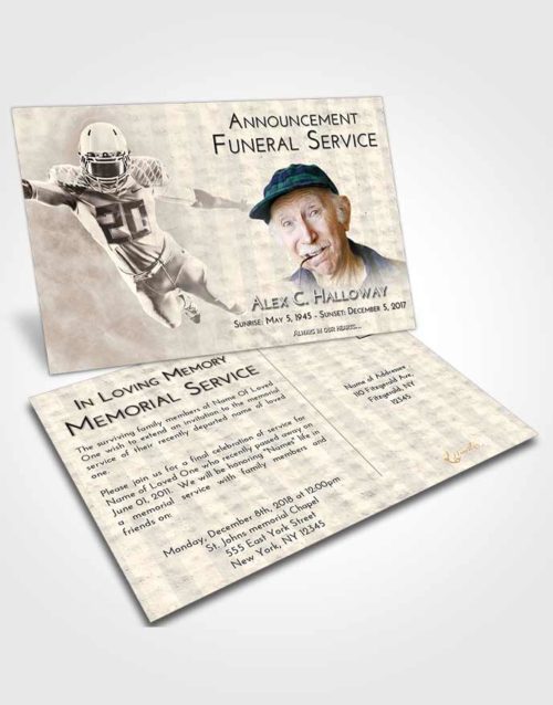 Funeral Announcement Card Template Tranquil Football Honor