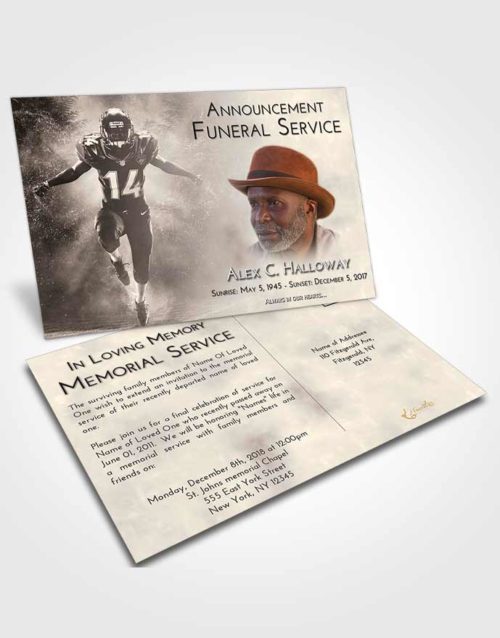 Funeral Announcement Card Template Tranquil Football Serenity