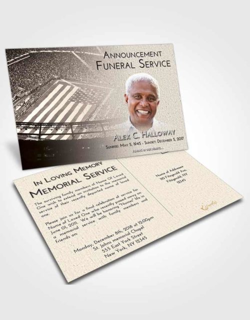 Funeral Announcement Card Template Tranquil Football Stadium