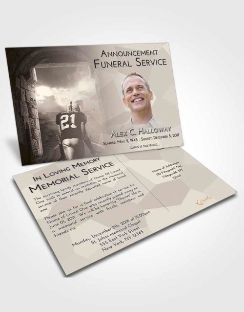 Funeral Announcement Card Template Tranquil Football Victory