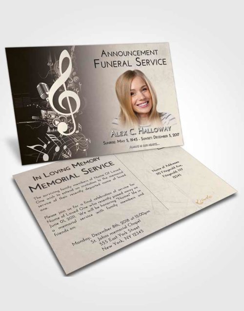 Funeral Announcement Card Template Tranquil G Clef