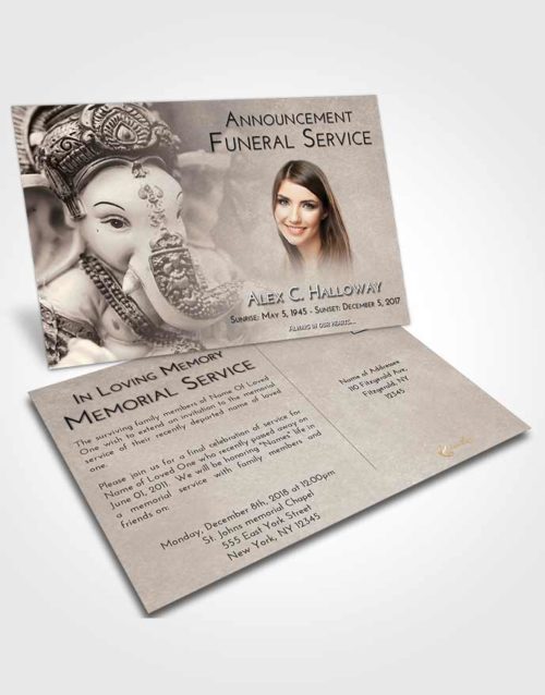 Funeral Announcement Card Template Tranquil Ganesha Desire