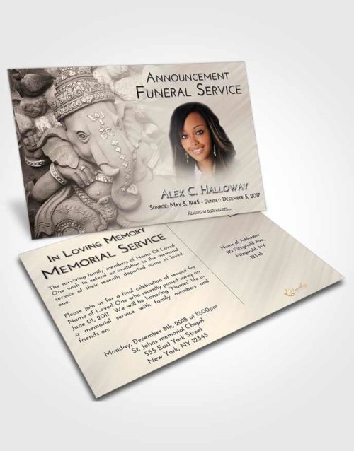 Funeral Announcement Card Template Tranquil Ganesha Divinity