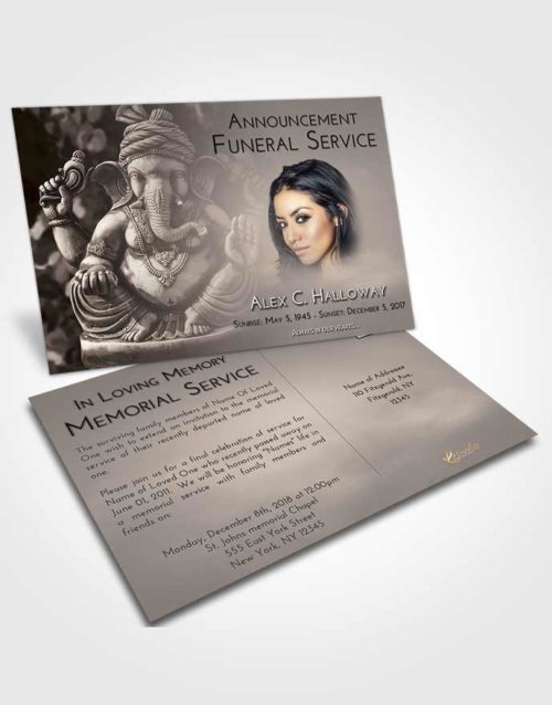 Funeral Announcement Card Template Tranquil Ganesha Surprise
