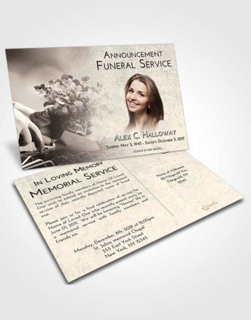 Funeral Announcement Card Template Tranquil Gardening Passion