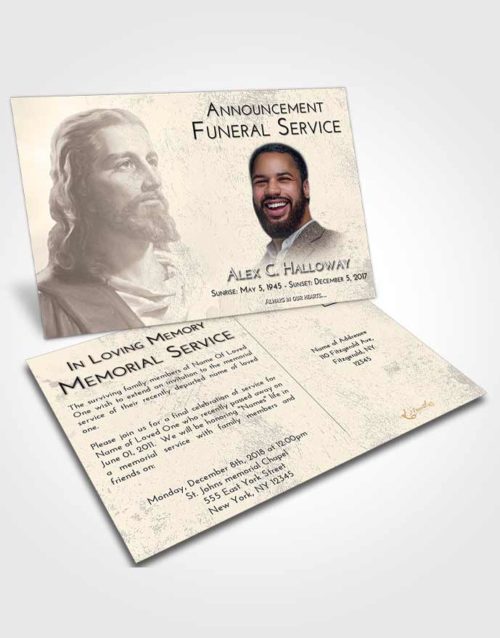 Funeral Announcement Card Template Tranquil Gaze of Jesus