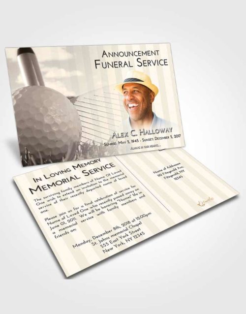 Funeral Announcement Card Template Tranquil Golf Day