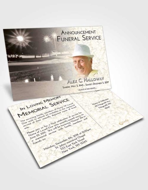 Funeral Announcement Card Template Tranquil Golf Paradise