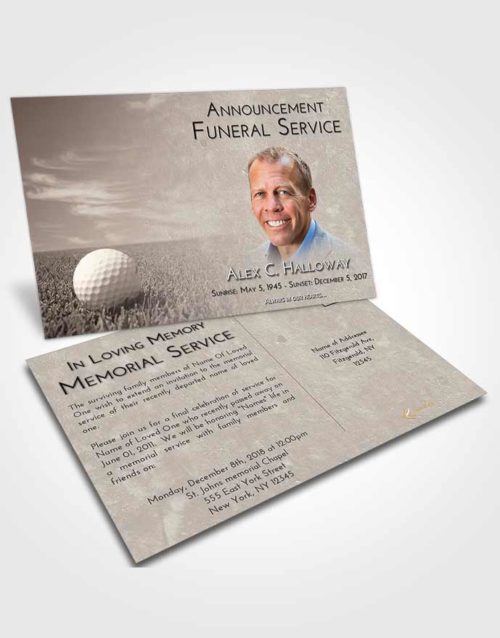 Funeral Announcement Card Template Tranquil Golf Serenity