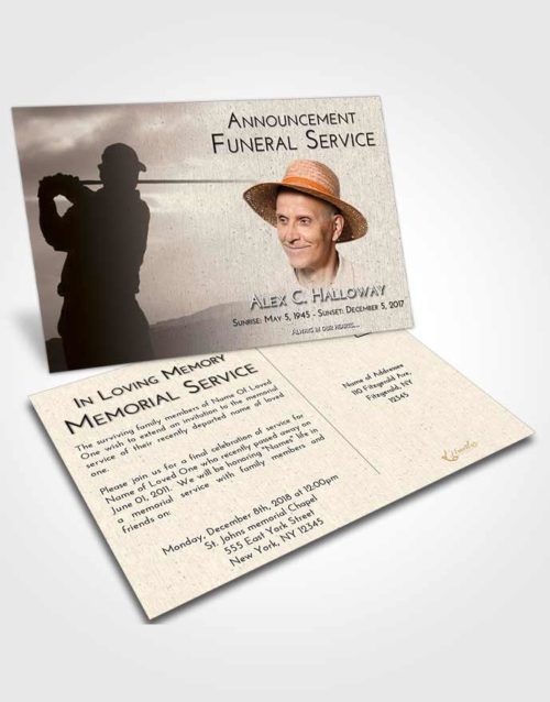 Funeral Announcement Card Template Tranquil Golfing Peace