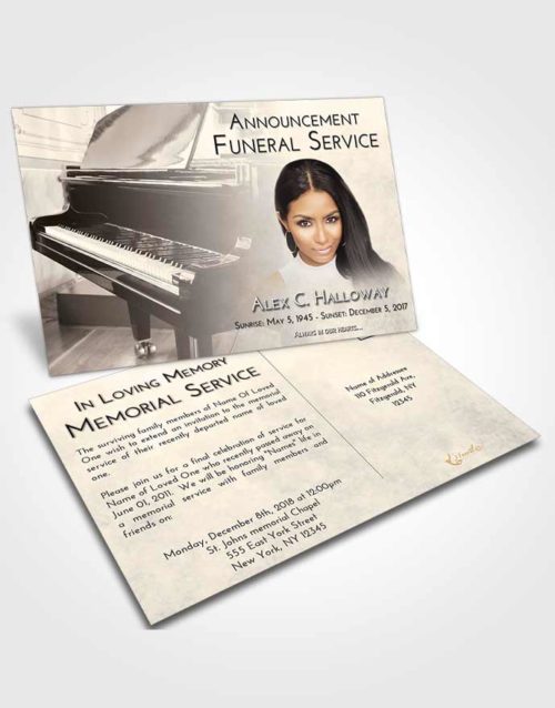 Funeral Announcement Card Template Tranquil Grand Piano