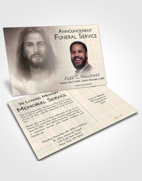Funeral Announcement Card Template Tranquil Jesus in Heaven
