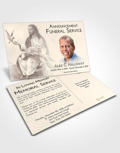 Funeral Announcement Card Template Tranquil Jesus in the Sky