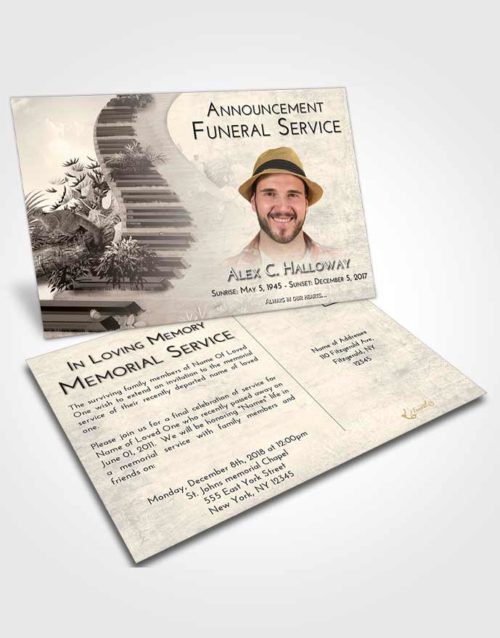 Funeral Announcement Card Template Tranquil Jungle Music