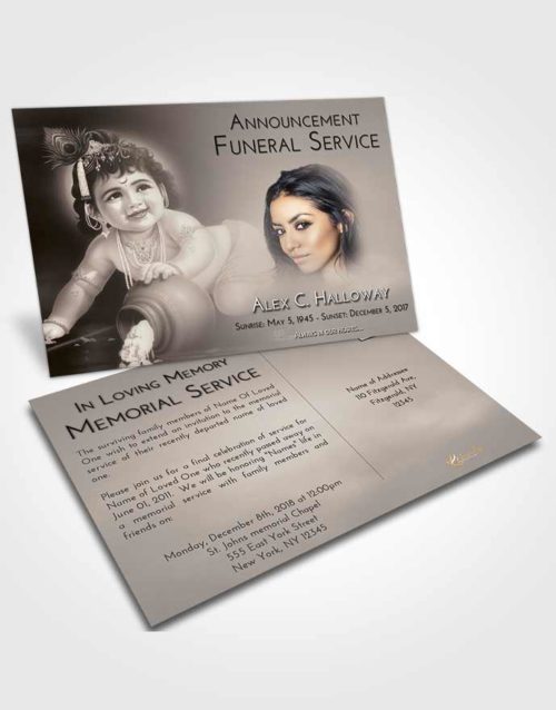 Funeral Announcement Card Template Tranquil Lord Krishna Divinity