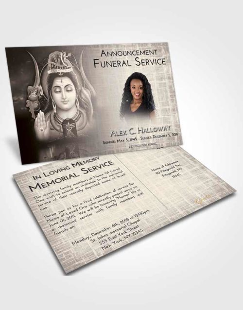Funeral Announcement Card Template Tranquil Lord Shiva Dignity
