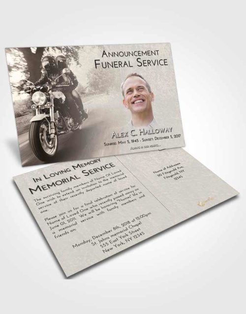 Funeral Announcement Card Template Tranquil Motorcycle Days