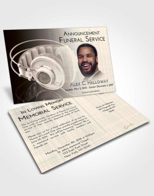 Funeral Announcement Card Template Tranquil Music Alley