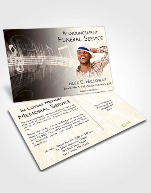 Funeral Announcement Card Template Tranquil Music Peace