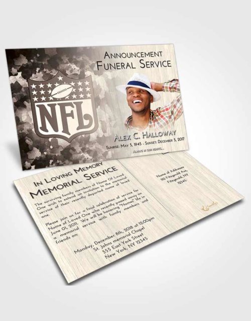 Funeral Announcement Card Template Tranquil NFL Star